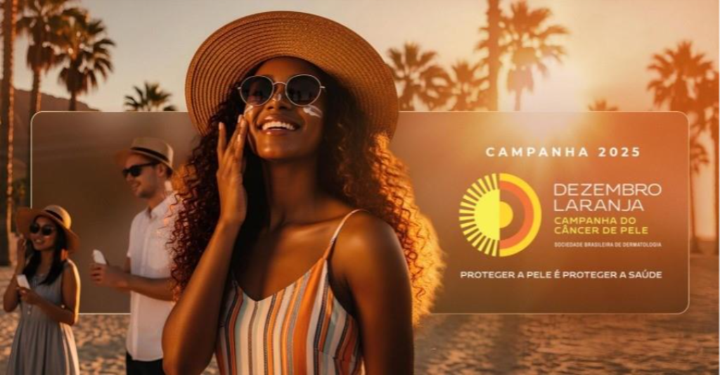 Mulher sob o sol passa protetor solar no rosto